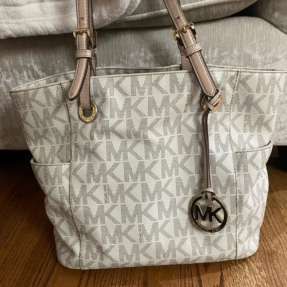 Michael Kors White Leather Tote Bag